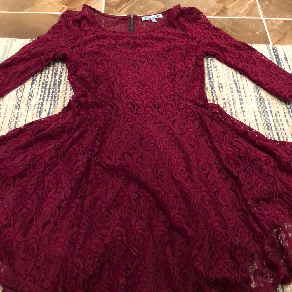 A burgundy dress